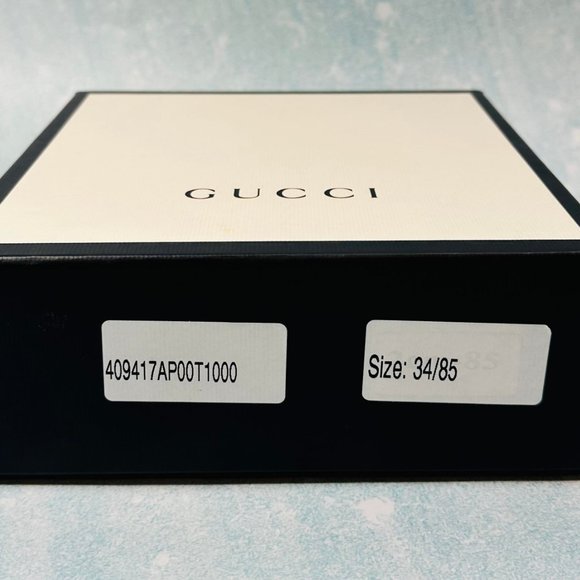 Gucci ‎409417AP00T 1000  Slim Leather Belt   Double Buckle Size 34/85 main image 8
